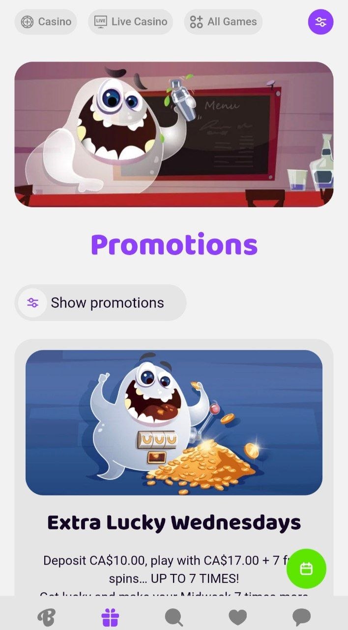 Visit the promotions page and claim your Lucky Wednesday bonus