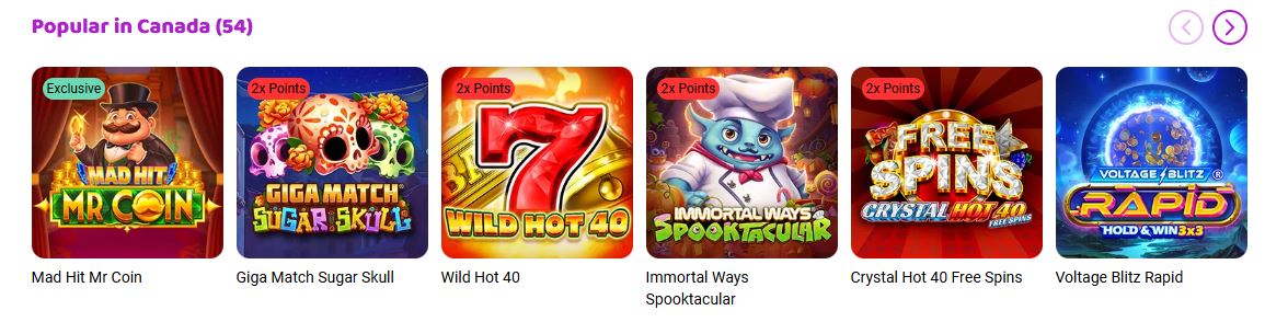 Discover most played slots by Canadian players at Boo Casino