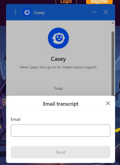 Get instant casino support through live chat with Casey assistant available anytime