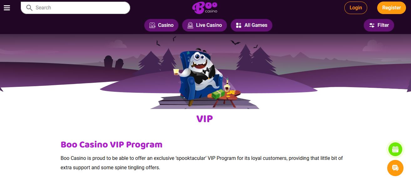 Join exclusive VIP program at Boo Casino for loyal players with special rewards