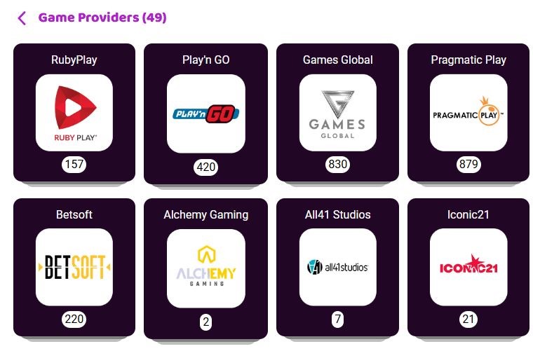 Select your preferred game provider from available options